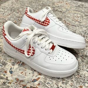 Nike Air Force 1, Red & White Gingham, 8.5